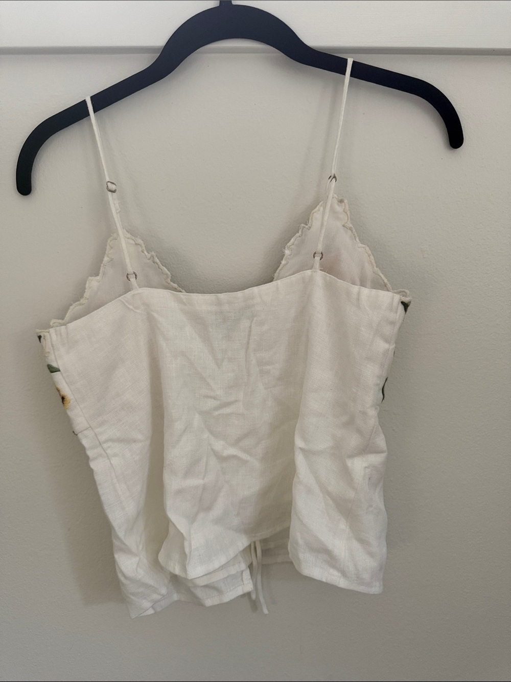 Abercrombie & Fitch White Cami with Blue and Brown Floral Embroidery - Picture 5 of 5